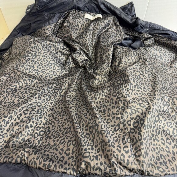 Cleo Navy Blue Long Feather Down Puffer Coat with Faux Fur Hood - Picture 12 of 15